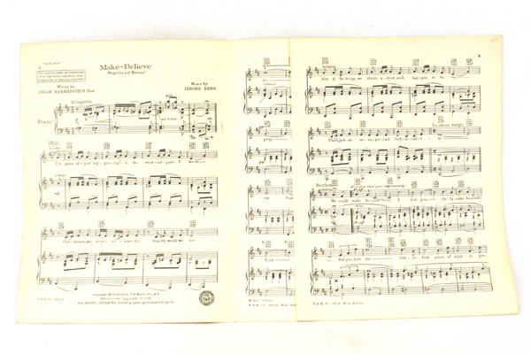 Pair of T.B. Harms Sheet Music Make Believe~When Your Heart's On Fire...