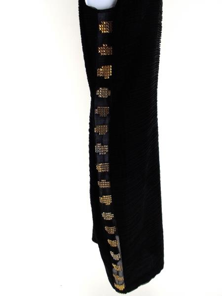 Vtg 1990s VERSACE Silk Bandage Dress Black Rhinestone Sides Sz 10