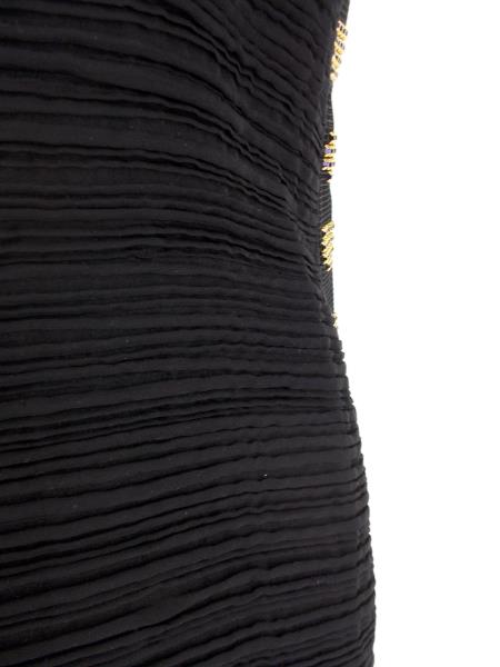 Vtg 1990s VERSACE Silk Bandage Dress Black Rhinestone Sides Sz 10
