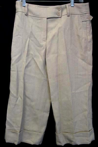 Ann Taylor Women's Beige 100% Wool Dress Pants Double Button Zipper Fly Size 8