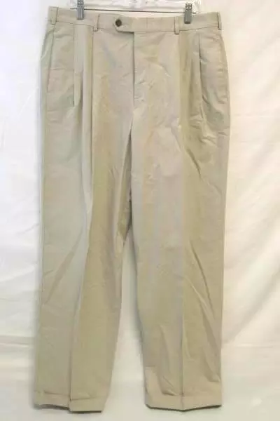 Slates Tan Men's Pleated Front Dress Pants Size W38/L32 100% Cotton