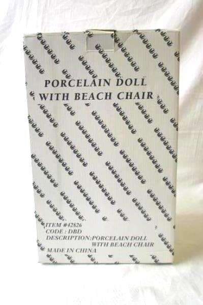 Multi-Colored Beach Themed Porcelain Doll With Glasses Hat And Beach Chair