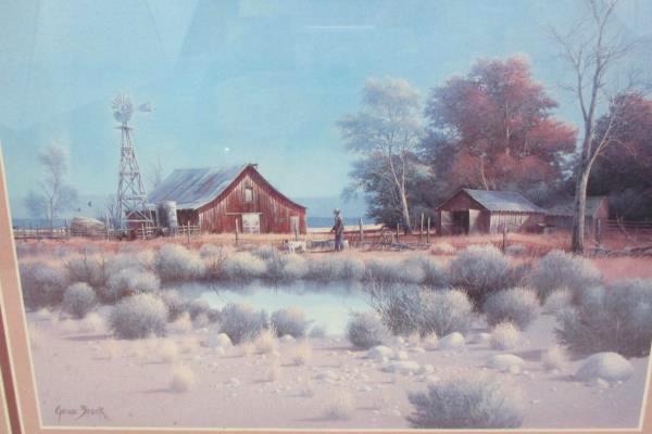 Vintage Gene Speck 11"x 8" Framed Print Country Windmill Farm