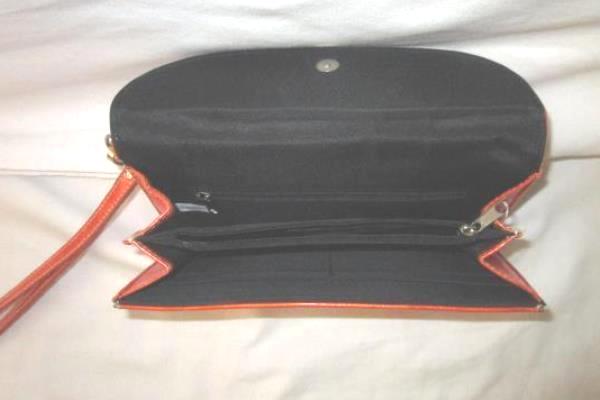 Lot of 2 Clutch Purses By Mo&Co & Unknown Brown Orange Rhinestones Silver