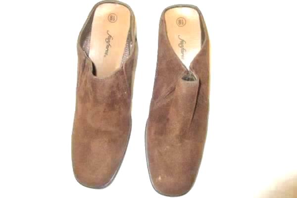 FanFares Women's Brown High Heel Block Wedges w/ Elastic Side Splits Size 8 1/2