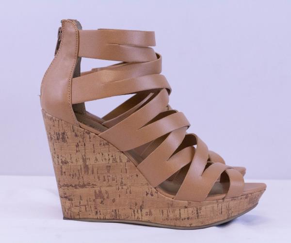 Mix No 6 Strappy Sandals Wedges Meeka Natural Size 7 1/2M