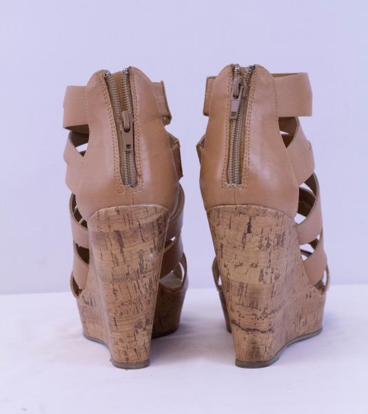 Mix No 6 Strappy Sandals Wedges Meeka Natural Size 7 1/2M