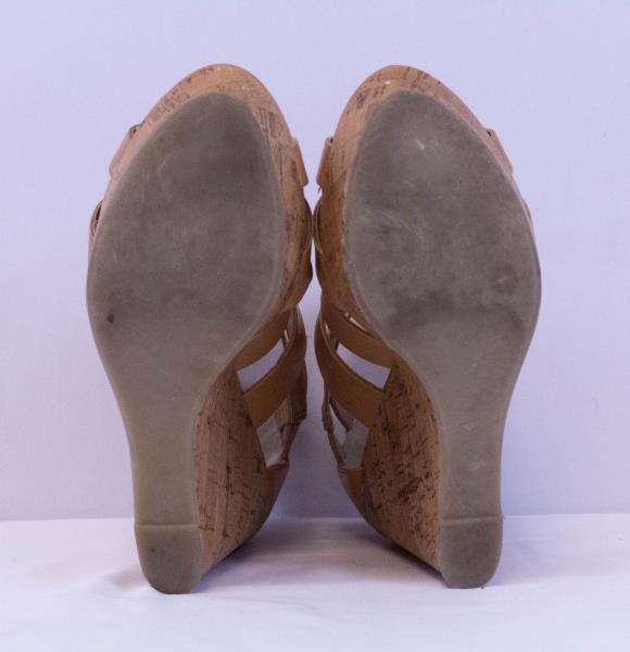 Mix No 6 Strappy Sandals Wedges Meeka Natural Size 7 1/2M
