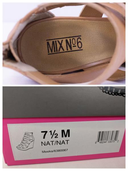Mix No 6 Strappy Sandals Wedges Meeka Natural Size 7 1/2M