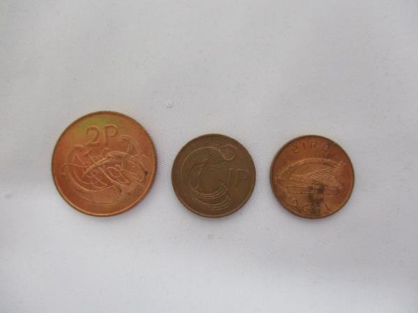 Lot of Three Coins From Ireland Dated 1995-2000 One Penny and 2 Pence