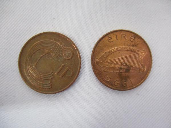 Lot of Three Coins From Ireland Dated 1995-2000 One Penny and 2 Pence