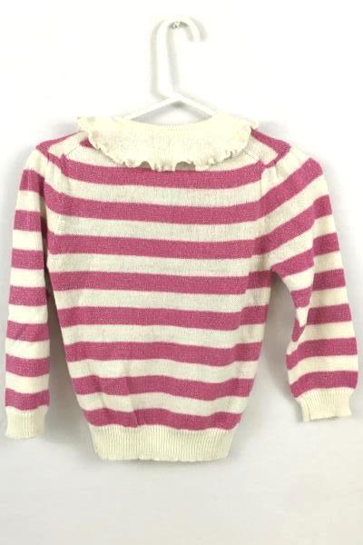 Wild Honey Long Sleeves White And Pink Stripe Sweater For Children Youth Size S