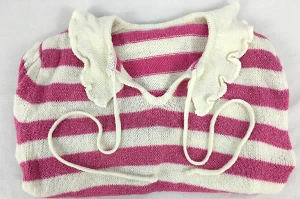 Wild Honey Long Sleeves White And Pink Stripe Sweater For Children Youth Size S