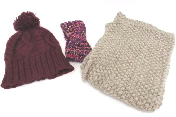 Lot of 3 Women's Knit Accessories Infinity Scarf Headband Ear Muff and Hat
