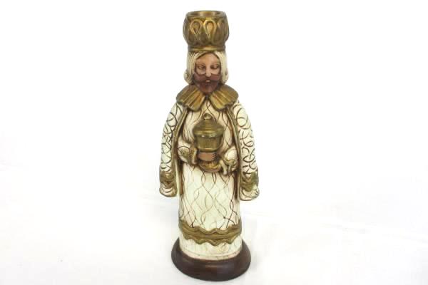 Set of 2 Vintage Ceramic Wise Men King Taper Candle Holder Hand Painted Signed