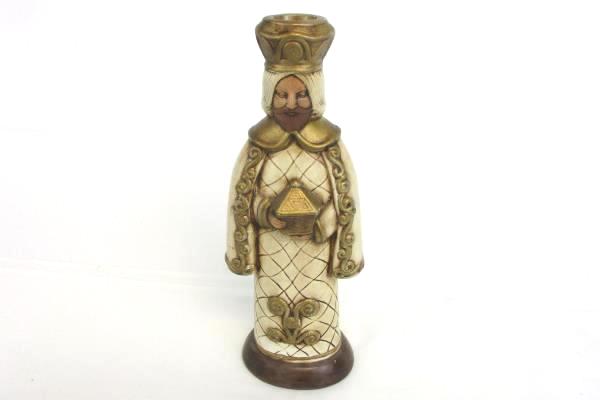 Set of 2 Vintage Ceramic Wise Men King Taper Candle Holder Hand Painted Signed