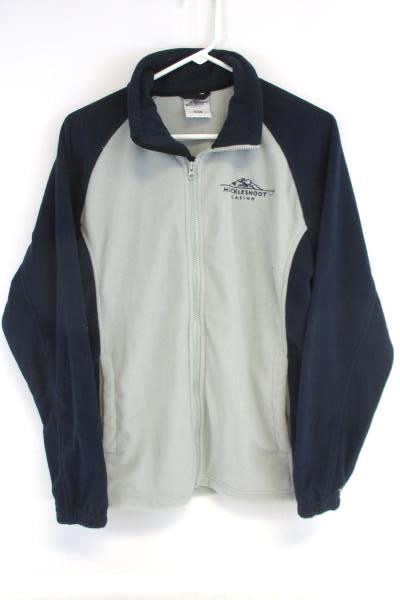 Muckleshoot Casino Fleece Jacket Men's Dark Navy Blue Gray Full Zip Front Small