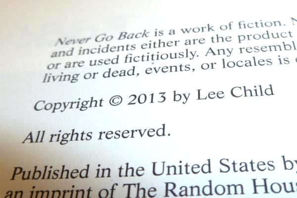 Jack Reacher "Never Go Back" By Lee Child Novel 2013 Hardcover Dust Jacket
