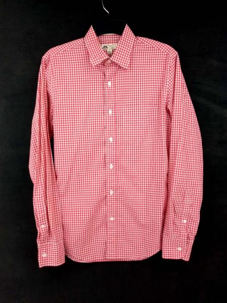 J CREW Slim Thomas Mason Button Down Shirt in Small Gingham Red & White Sz S