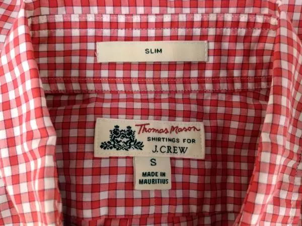 J Crew Thomas Mason Men's Size Small Slim Button Down Shirt Plaid Red White
