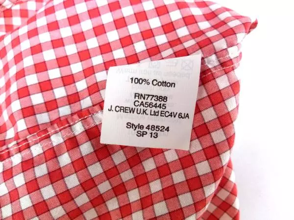 J Crew Thomas Mason Men's Size Small Slim Button Down Shirt Plaid Red White