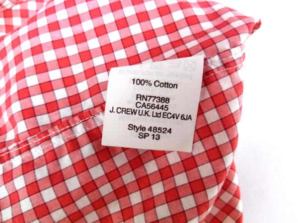 J CREW Slim Thomas Mason Button Down Shirt in Small Gingham Red & White Sz S