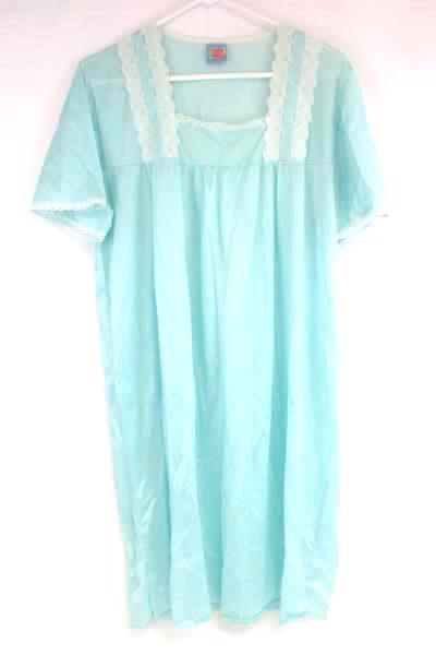 Haband's Moon Beams Robin Egg Blue Sleep Shirt Lightweight Nightgown Size Large