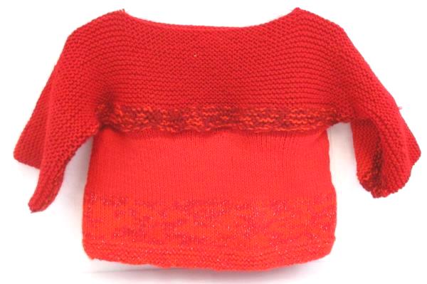 Girl's Handmade Knit Crop Sweater 3/4 Sleeves With Matching Hat Red M