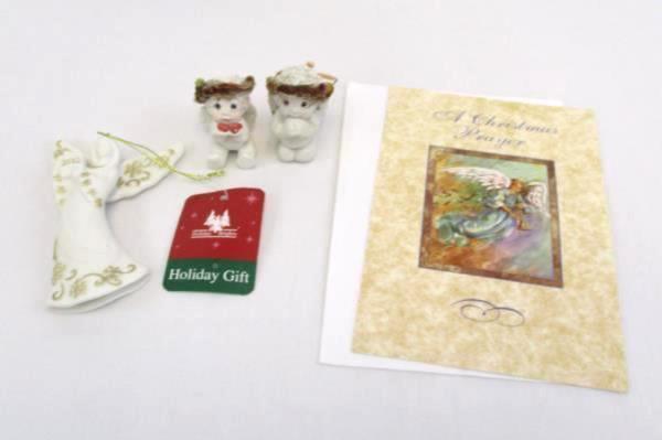 Christmas Gift Lot of 3 Angel Ornament Figurines w/ Christmas Card Dreamsicles