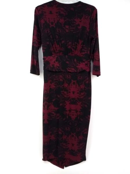 RACHEL ROY Faux Wrap Sheath Dress Ruched Waist Tulip Hem Pinot Noir Sz M