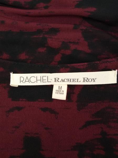 RACHEL ROY Faux Wrap Sheath Dress Ruched Waist Tulip Hem Pinot Noir Sz M