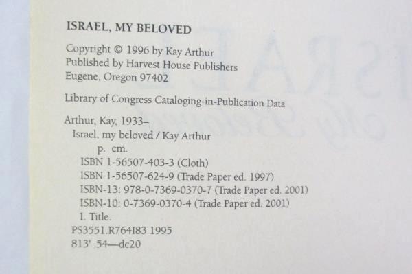 Israel, My Beloved by Kay Arthur Paperback 1996 Paperback Harvest House