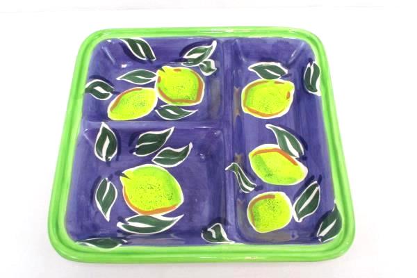 Lemons Divided Tray Cooks Club Serving Platter Appetizer Veggies Square Purple