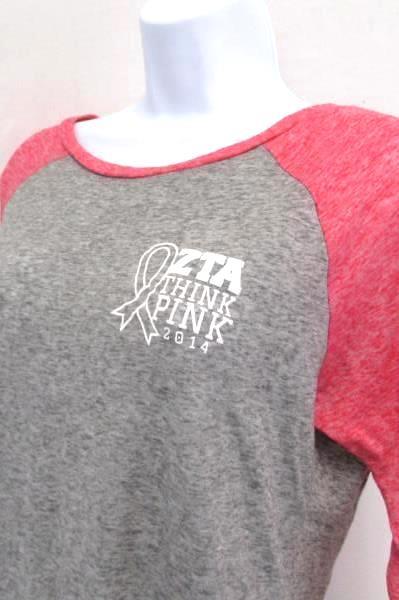 ZTA Sorority T-Shirt Zeta Tau Alpha We Wear Pink Breast Cancer Awareness Small