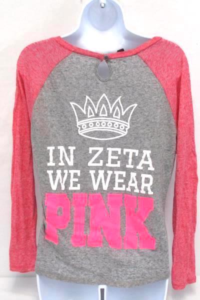 ZTA Sorority T-Shirt Zeta Tau Alpha We Wear Pink Breast Cancer Awareness Small