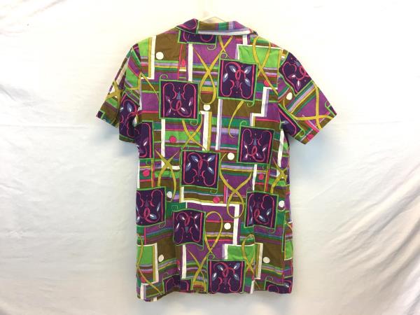 Judy Women's Bright Multi Colored Button Up Short Sleeve Shirt Size L