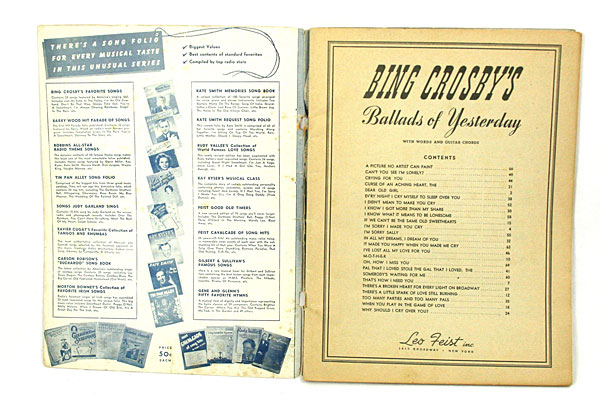 Ballads of Yesterday - Bing Crosby - SONGBOOK w/ Words and Guitar Chords