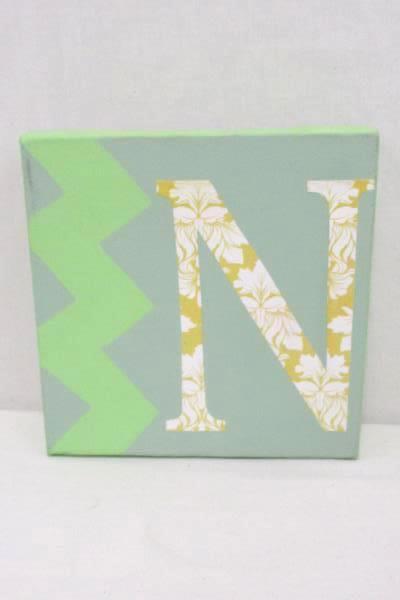 College Dorm Wall Decor Canvas Letter N Floral Picture Jeweled Sm;)e Plaque