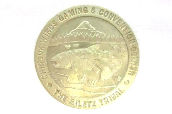 Lot of 2 Chinook Winds Casino $1 Grand Opening 1996 Commemorative Gaming Tokens