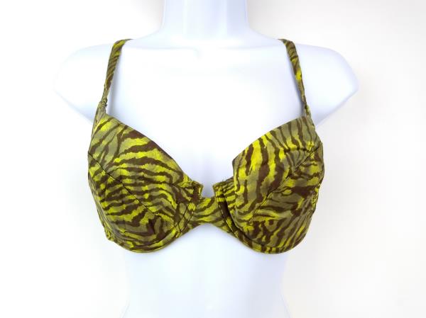 Vintage 90s VICTORIA'S SECRET Wonder Bra Green Tiger Silk 36D Boho Festival Top