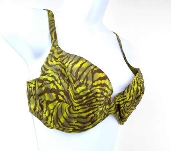 Vintage 90s VICTORIA'S SECRET Wonder Bra Green Tiger Silk 36D Boho Festival Top