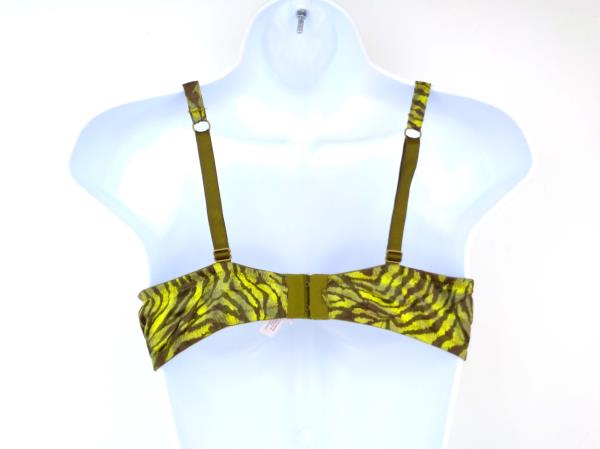 Vintage 90s VICTORIA'S SECRET Wonder Bra Green Tiger Silk 36D Boho Festival Top