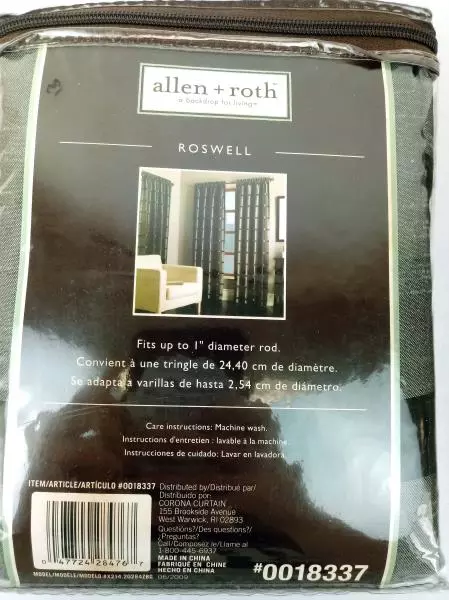 Set of 2 ALLEN + ROTH Curtain Panels ROSEWELL Rod Pocket Brown Check 56 X 84 NEW