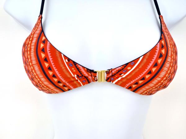 KHONGBOON Ostana Bikini Set Top + Bottom Orange Navy Geometric Print XS NWOT