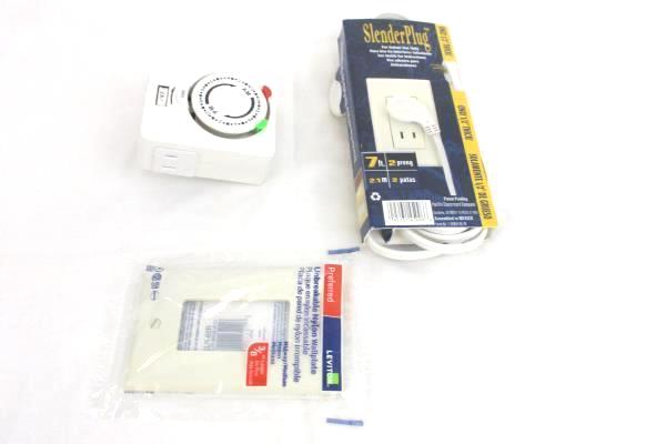 Mixed Lot DIY Tools Hardware Extension Cord Hangers Timer Sander Light Cord