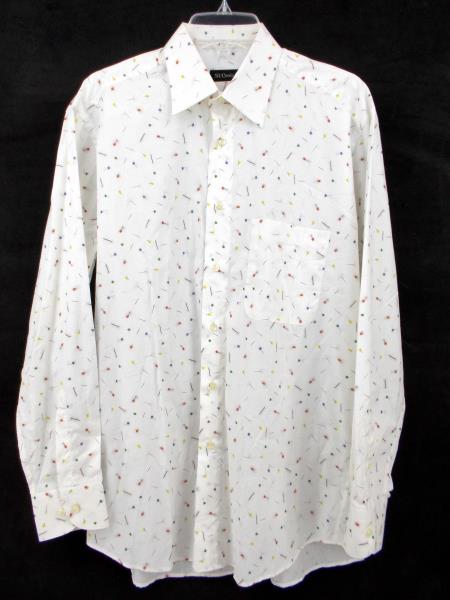 St. CROIX Italy White Novelty Sewing Pin Print Button Front Shirt Men's MEDIUM