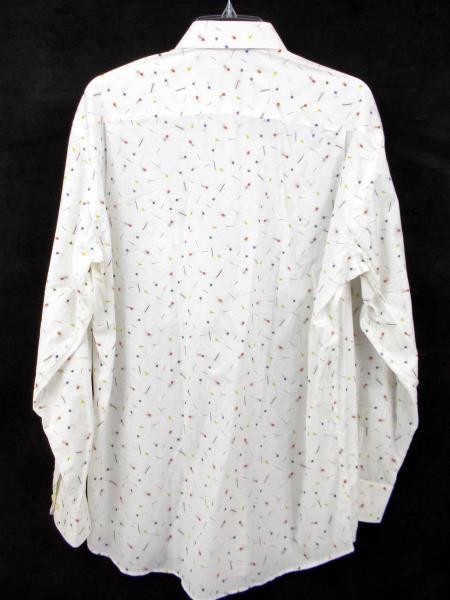 St. CROIX Italy White Novelty Sewing Pin Print Button Front Shirt Men's MEDIUM