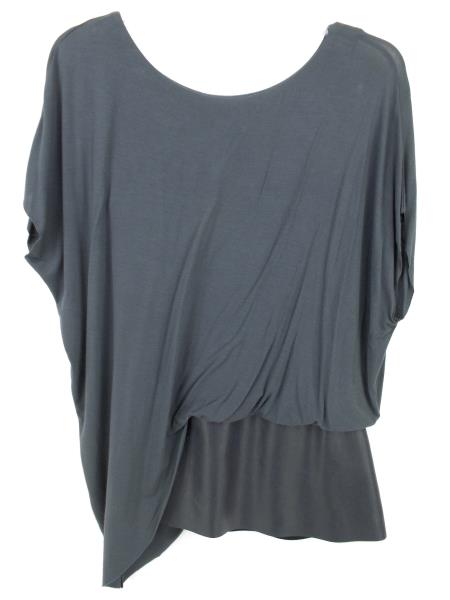 Anthropologie BAILEY 44 Gray Connectivity Leather Detail Top Draped Blouse SMALL