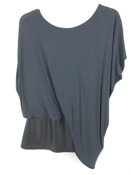 Anthropologie BAILEY 44 Gray Connectivity Leather Detail Top Draped Blouse SMALL