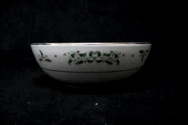8 Eggshell Gibson USA Holiday Charm Saucers And One Cereal Bowl With Black Print